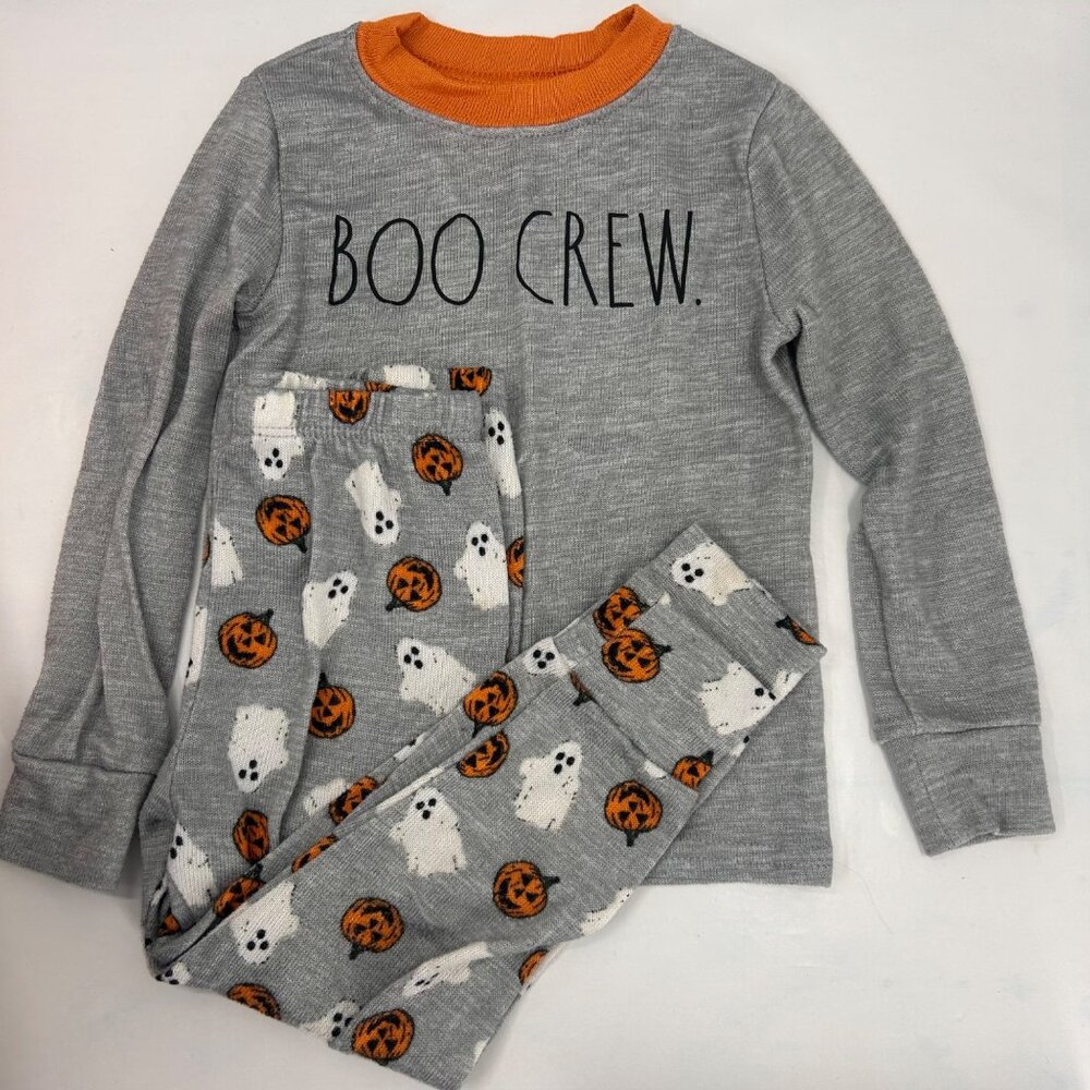 Rae Dunn Boo Crew Halloween Toddler Pajamas 24M Cotton Blend Gray & Orange